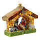 Nativité cabane décoration pour sapin Noël verre soufflé s5