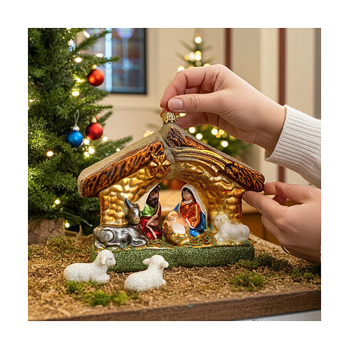 Natività capanna addobbo per albero Natale vetro soffiato 2