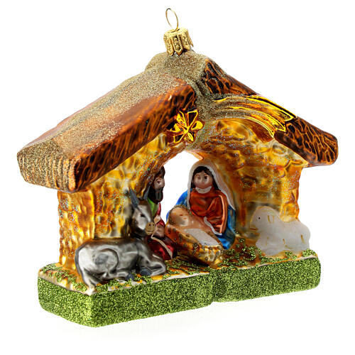 Enfeite Árvore de Natal cabana da Natividade vidro soprado 5