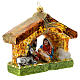 Holy Family and stable blown glass Christmas ornament s3