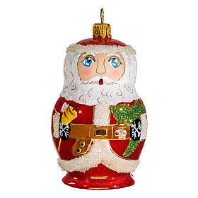 Blown glass Christmas ornament, Santa Claus Russian doll