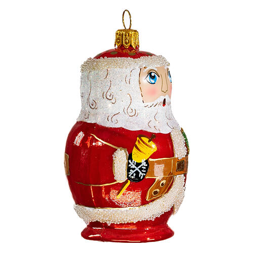 Blown glass Christmas ornament, Santa Claus Russian doll 4