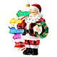 Blown glass Christmas ornament, Santa Claus with street sings s3