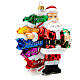 Blown glass Christmas ornament, Santa Claus with street sings s4