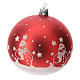 Boule sapin Noël verre soufflé rouge avec bonhommes de neige 100 mm s2