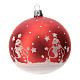 Boule sapin Noël verre soufflé rouge avec bonhommes de neige 100 mm s3