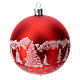 Red Christmas tree ball in blown glass: snowy landscape, 100 mm s1