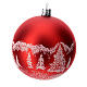 Red Christmas tree ball in blown glass with snowy landscape, 10 cm s2