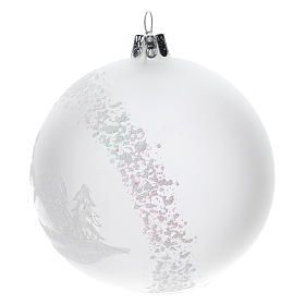 Christmas tree ball in blown glass with snowy landscape, 10 cm