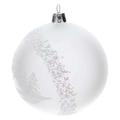 Christmas tree ball in blown glass with snowy landscape, 10 cm 2