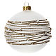 Palla albero Natale vetro soffiato opaca decoro ricamo dorato 100 mm s1