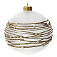 Palla albero Natale vetro soffiato opaca decoro ricamo dorato 100 mm s2