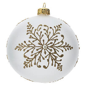Bola para árvore de Natal vidro soprado opaco decoração flocos de neve dourados 100 mm