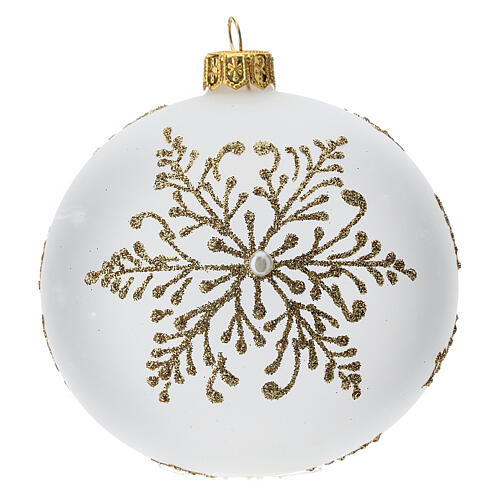 Bola para árvore de Natal vidro soprado opaco decoração flocos de neve dourados 100 mm 3