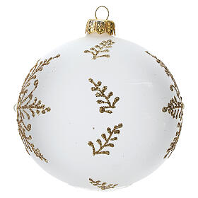Christmas tree ball in blown glass with glitter embroidery, 10 cm