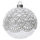 Palla albero Natale vetro soffiato trasparente decoro ricamo 100 mm s1