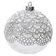 Palla albero Natale vetro soffiato trasparente decoro ricamo 100 mm s2