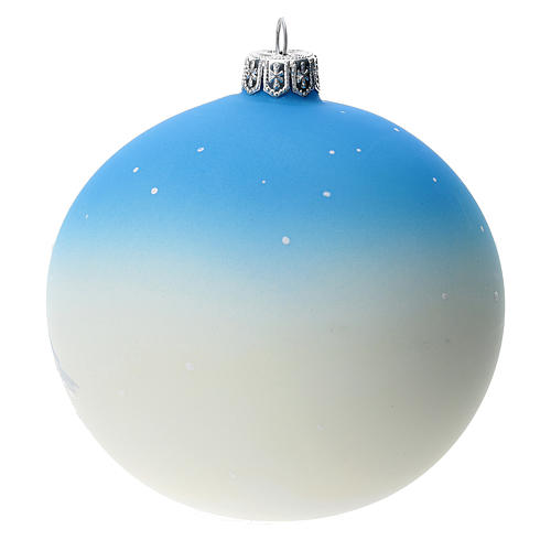 Boule sapin de Noël verre soufflé bleu décoration bonhomme de neige 100 mm 4