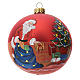 Palla albero Natale vetro soffiato rossa decoro babbo Natale 100 mm s1