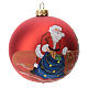 Palla albero Natale vetro soffiato rossa decoro babbo Natale 100 mm s2