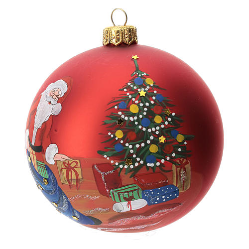 Christmas tree ball in blown glass with Santa Claus, 10 cm 3