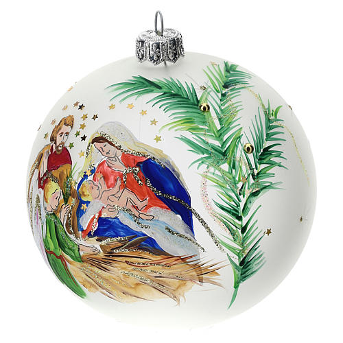 Palla albero Natale vetro soffiato opaca S. Famiglia 100 mm 3