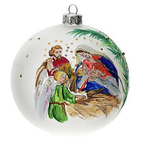 Bola árvore de Natal vidro soprado decoração Nascimento de Jesus estrelas douradas 100 mm