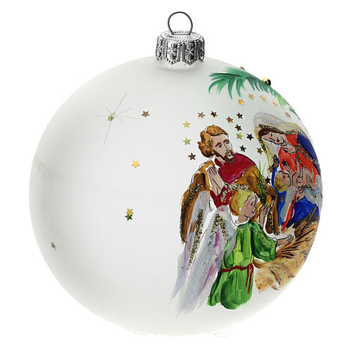 Bola árvore de Natal vidro soprado decoração Nascimento de Jesus estrelas douradas 100 mm 2