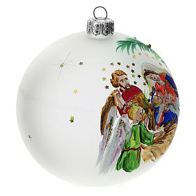 Christmas tree ball in blown glass with stars, 10 cm