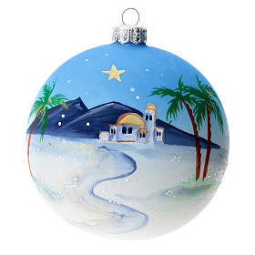 Bola azul árvore de Natal vidro soprado decoração cidade árabe 100 mm