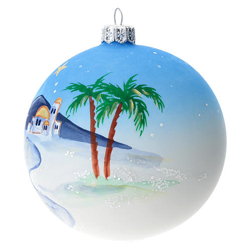 Bola azul árvore de Natal vidro soprado decoração cidade árabe 100 mm 2