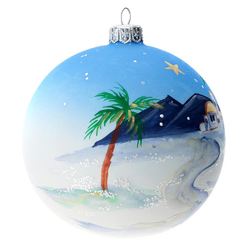 Christmas tree ball in blown glass with Arab landscape, 10 cm 3