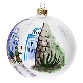 Christmas tree ball in blown glass with Bethlehem design 10 cm