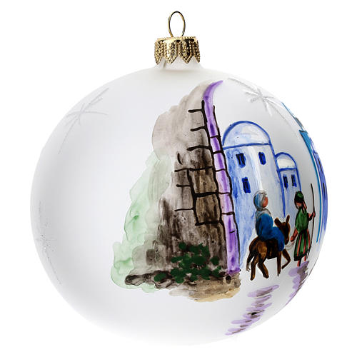 Christmas tree ball in blown glass with Bethlehem design 10 cm 3