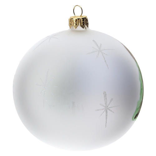 Christmas tree ball in blown glass with Bethlehem design 10 cm 4