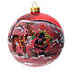 Christmas tree ball in blown glass: red Christmas decoration with Christmas reindeer, 100 mm s1