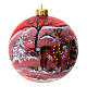 Christmas tree ball in blown glass: red Christmas decoration with Christmas reindeer, 100 mm s2