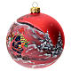 Christmas tree ball in blown glass: red Christmas decoration with Christmas reindeer, 100 mm s3