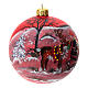 Palla albero Natale vetro soffiato rossa decoro renna natalizia 100 mm s2