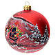 Palla albero Natale vetro soffiato rossa decoro renna natalizia 100 mm s3