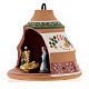 Christmas ball, pine-shaped shack with Nativity in painted Deruta terracotta 100 mm s3