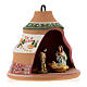 Christmas ball, pine-shaped shack with Nativity in painted Deruta terracotta 100 mm s4