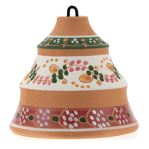 Bombka kształt sosny ze sceną narodzenia, ceramika malowana z Deruty, różowa, 100 mm 5