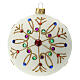 STOCK Blown glass Christmas ball, 100 mm, white with colourful decoration s1