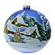 STOCK Bola de Natal vidro soprado 150 mm azul decoração paisagem nevada s2