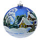 STOCK Bola de Natal vidro soprado 150 mm azul decoração paisagem nevada s3