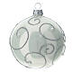 STOCK Christmas balls set of 6 80 mm white blown glass with silver pattern s1