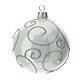 STOCK Christmas balls set of 6 80 mm white blown glass with silver pattern s2