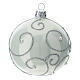 STOCK Christmas balls set of 6 80 mm white blown glass with silver pattern s3