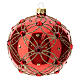 STOCK Bola para árvore de Natal vidro soprado cristais vermelhos decoração dourada 100 mm s1